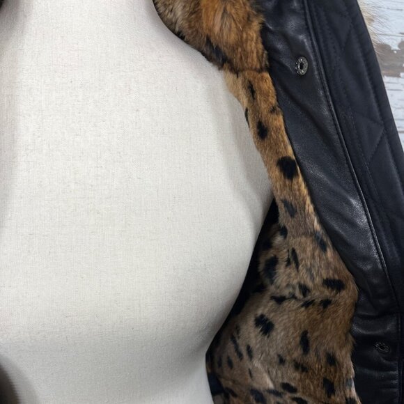 NICOLE BENISTI Fordham Down-Filled Coat Black Cheetah Gold Sz XS NWT - Picture 4 of 9